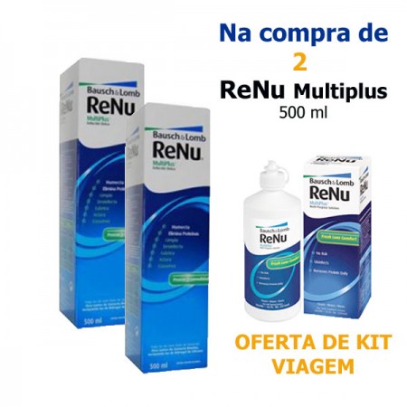 Líquido Lentes Contacto >> Bausch & Lomb, ReNu MultiPlus  (2 x 500ml)+amostra